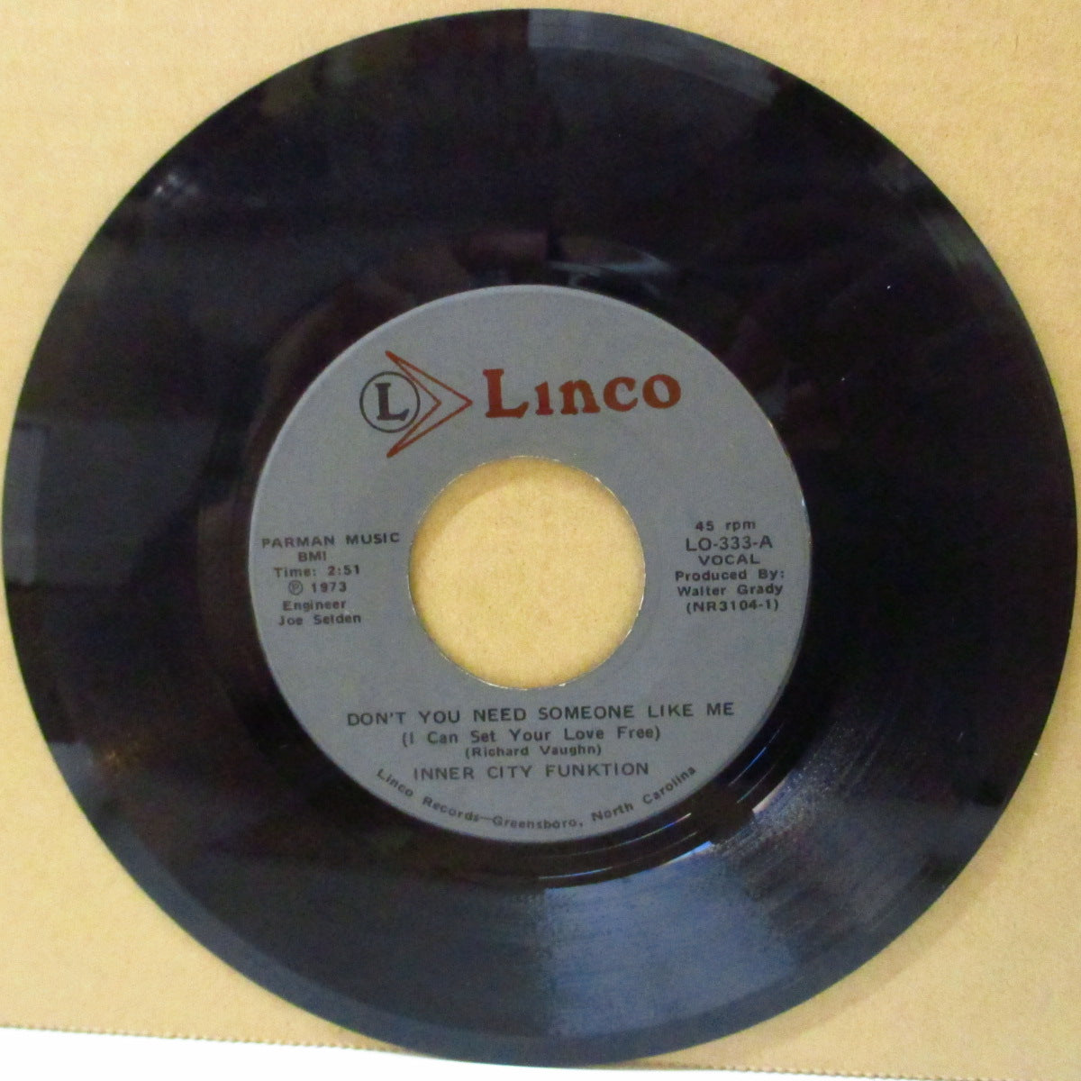INNER CITY FUNKTION (インナーシティ・ファンクション) - Don't You Need Someone Like Me (US '73 オリジナル 7インチ)、ローファイ・ガレージ・ディープ・ファンク!