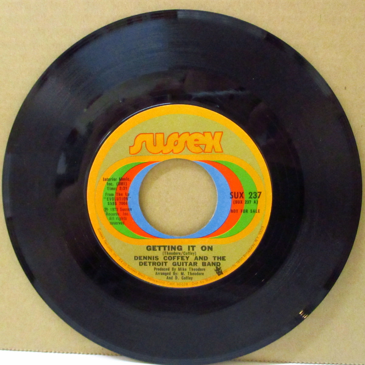 DENNIS COFFEY & THE DETROIT GUITAR BAND (デニス・コフィ) - Getting It On (US '72 プロモ・クレジット・ラベ・7インチ)ファンキー・ブレイクビーツ!