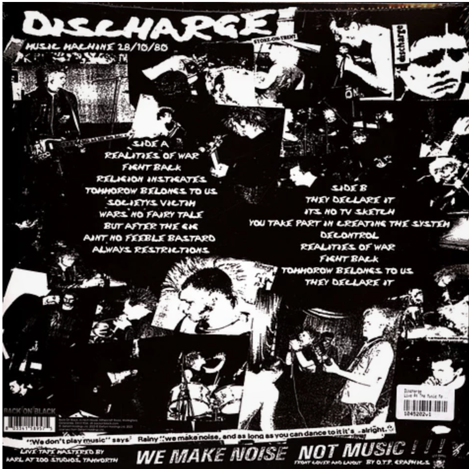 DISCHARGE (ディスチャージ) - Live At The Music Machibe 1980 (UK 限定再発「クリアヴァイナル」LP/ New)