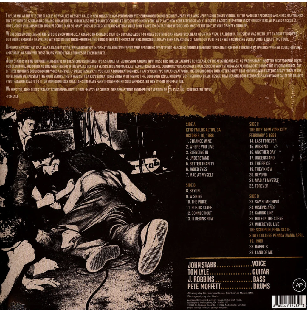 GOVERNMENT ISSUE (ガヴァメント・イシュー) - Final (UK 限定再発「クリアヴァイナル」2xLP/ New)