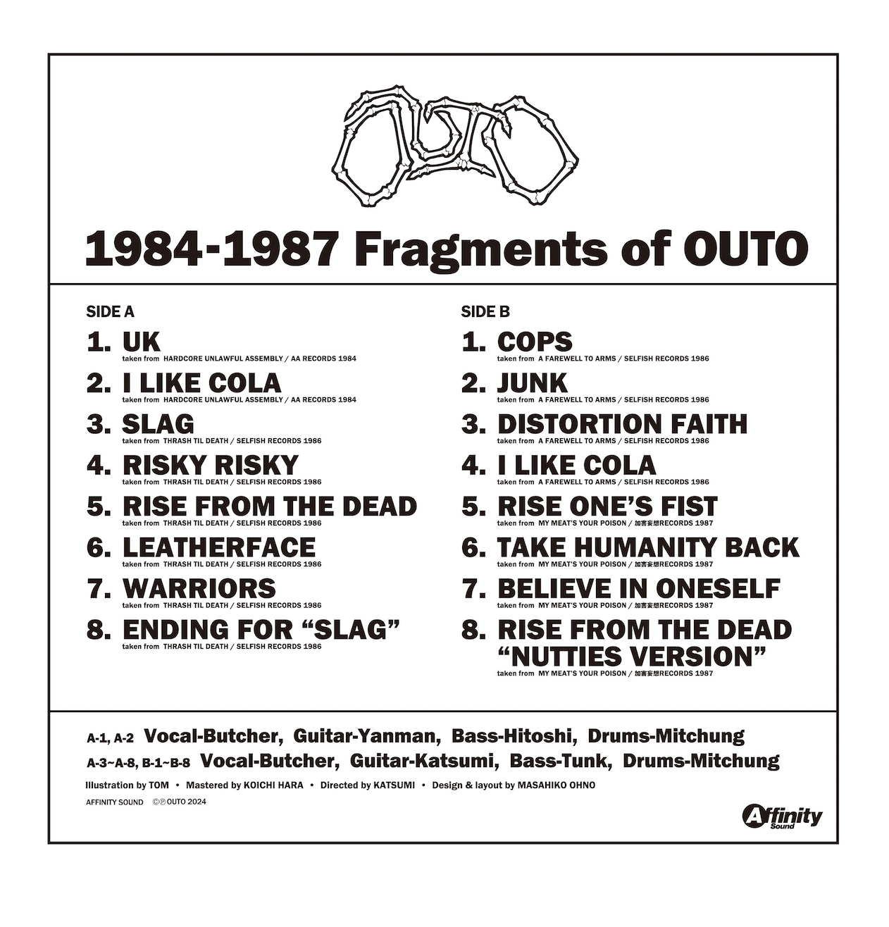OUTO (オウト) - 1984-1987 Fragments of OUTO (Japan 限定プレス 12"/ New)V.A.作品提供曲コンピレーション!