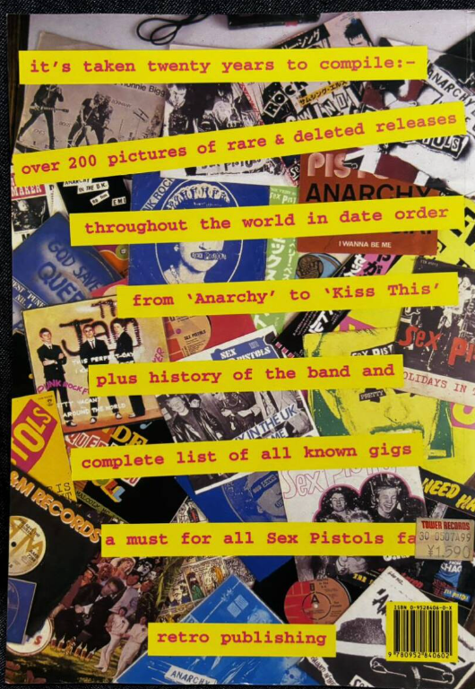SEX PISTOLS (セックス・ピストルズ) - Retro Spective (UK 正規再販ペーパーバック本/ New) '96年のディスコグラフィー本が復刻!