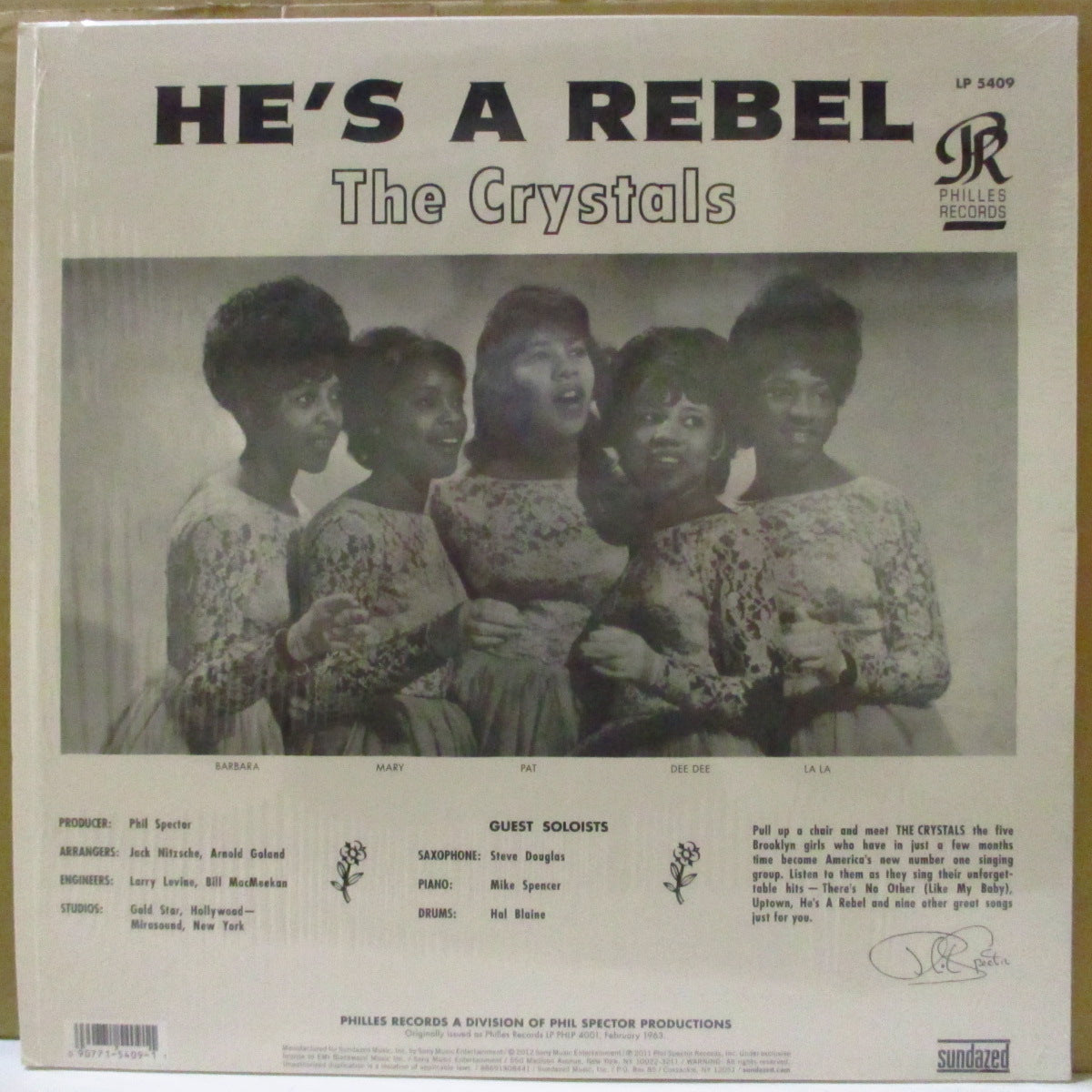 CRYSTALS, THE (ザ・クリスタルズ) - He's A Rebel (US '12 サンデイズド社「正規ワンショット限定復刻再発 180g モノラル LP)’63年2ndアルバム !フィル・スペクター音の壁!
