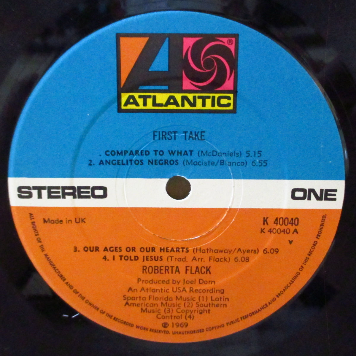 ROBERTA FLACK (ロバータ・フラック) - First Take (UK '72 初回再発「Wロゴ無し青・オレンジ・ラベ」ステレオLP) 名作デビュー・アルバム!