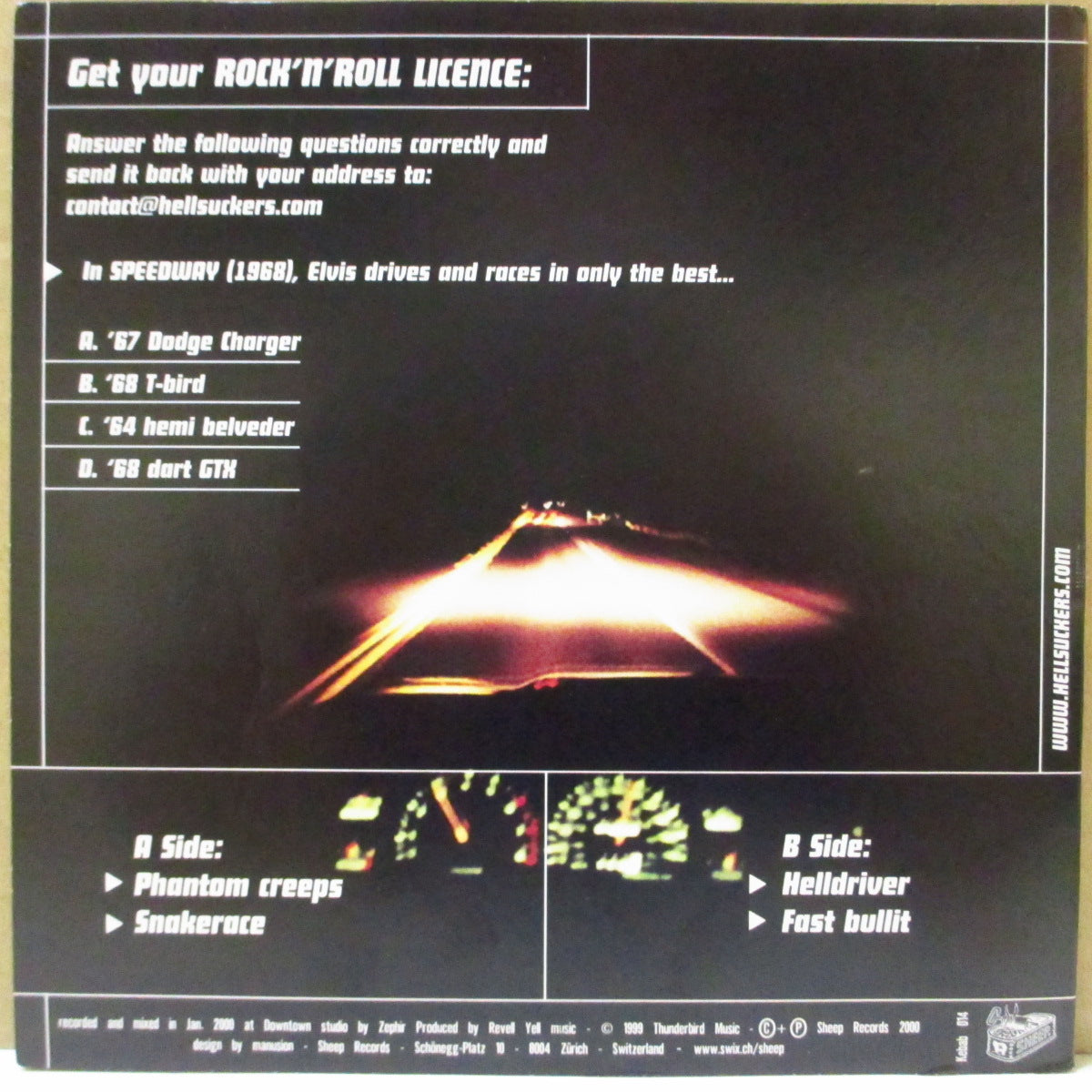 HELLSUCKERS (ヘルサッカーズ) - Rock'n'Roll License (Swiss '00 限定4曲入り「赤盤」 7インチ/光沢固紙ジャケ)