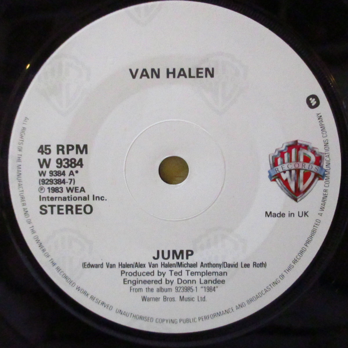 VAN HALEN (ヴァン・ヘイレン) - Jump! (UK '83 オリジナル 7インチ+マットソフト紙ジャケ)