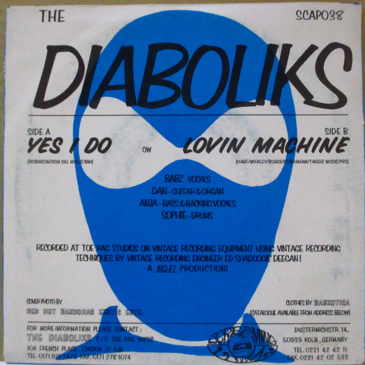 DIABOLIKS, THE (ザ・ディアボリクス) - Yes I Do (German '95 オリジナル「黒盤」 7インチ/光沢ソフト紙ジャケ)