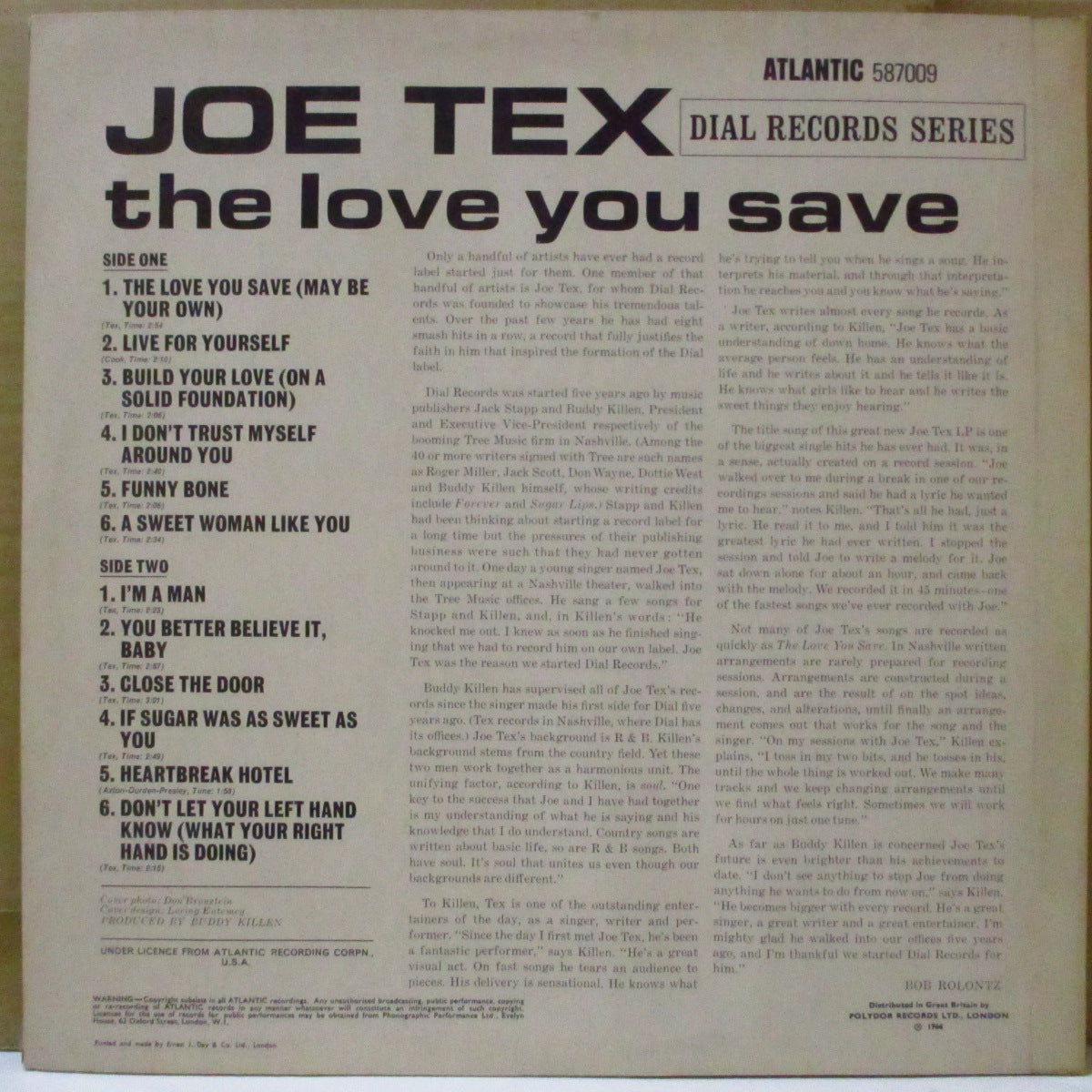 JOE TEX (ジョー・テックス) - The Love You Save (UK '66 オリジナル・モノラル LP/表面コーティング・ジャケ) ノーザン名作、近年稀な美品!