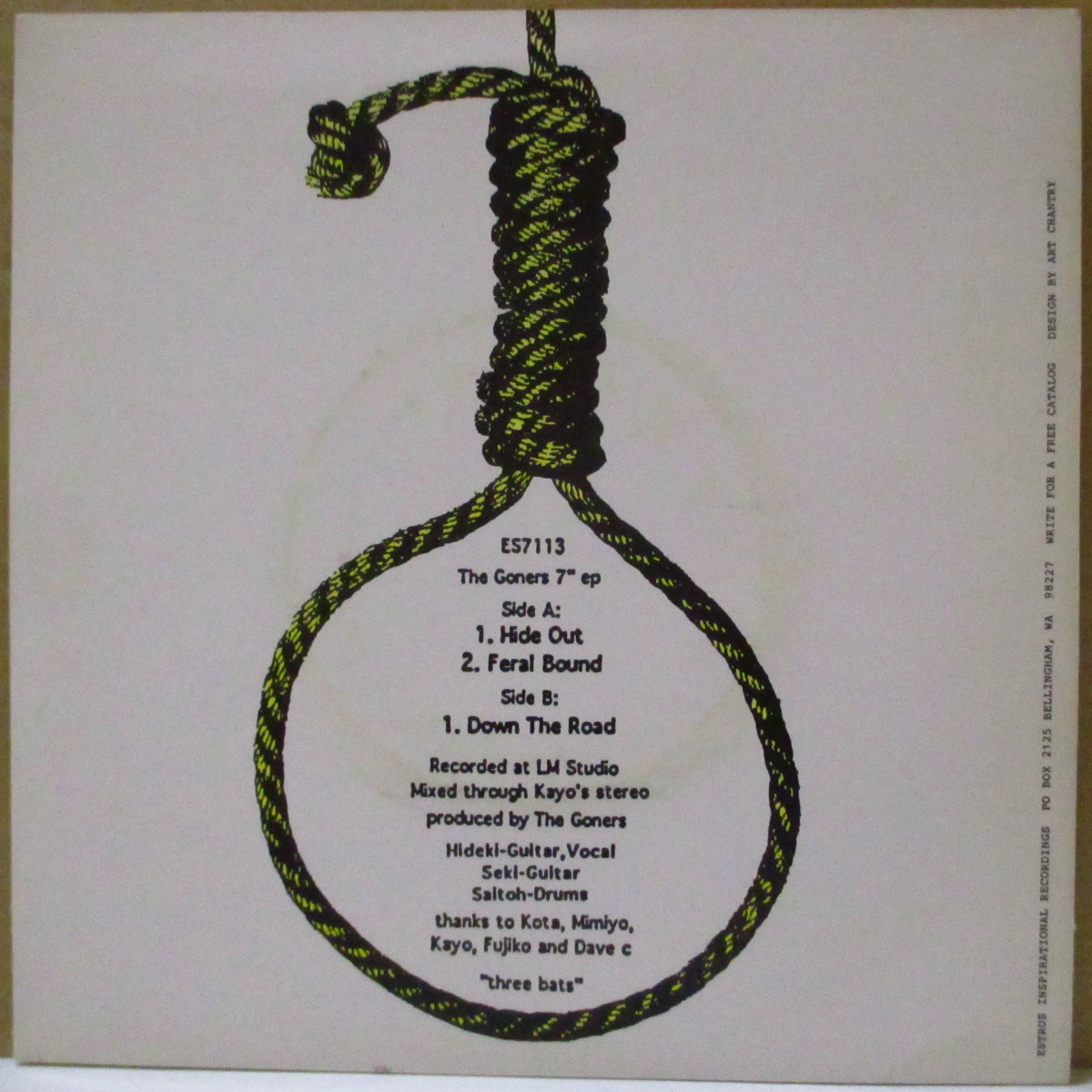 GONERS, THE (ザ・ゴーナーズ) - Hide Out +2 (US '97 限定3曲入り「クリア緑盤」 7インチ/光沢固紙ジャケ)