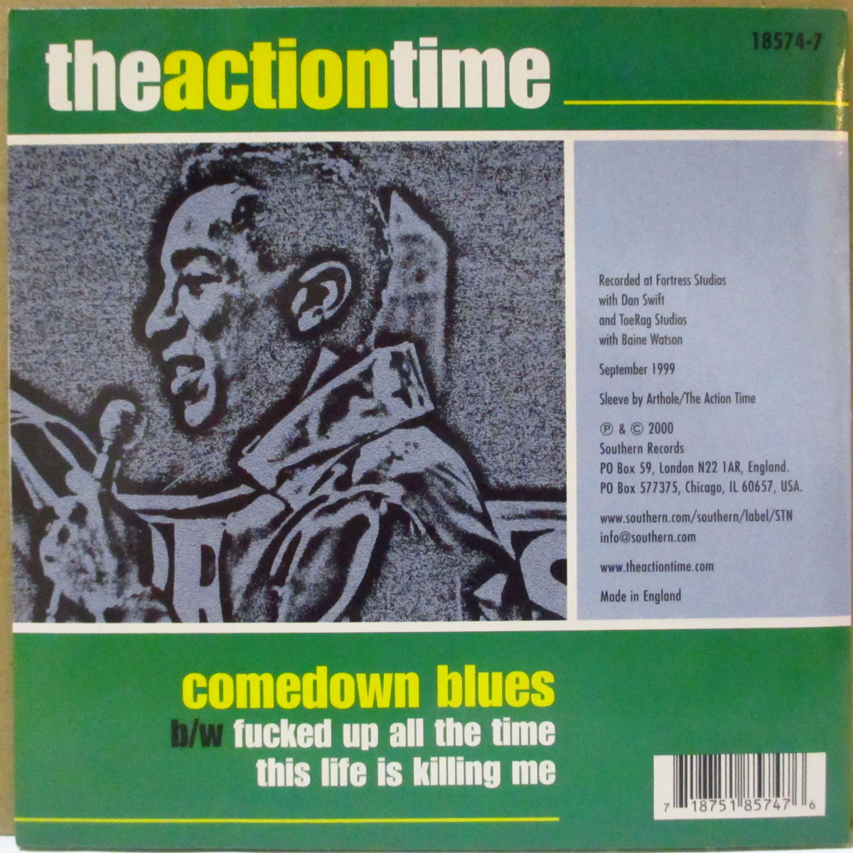 ACTION TIME, THE (ジ・アクション・タイム) - Comedown Blues +2 (UK '00 オリジナル3曲入り 7インチ+インサート/光沢固紙ジャケ)