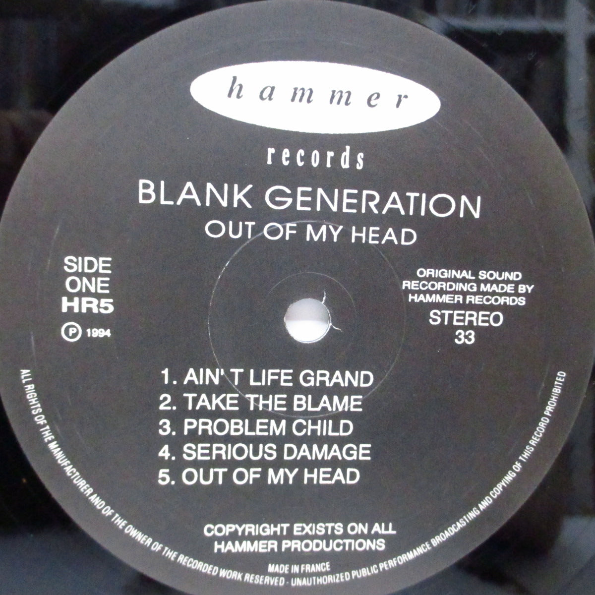 BLANK GENERATION (ブランク・ジェネーレーション) - Out Of My Head (UK オリジナル LP) 90's UK Oi! 唯一アルバム!