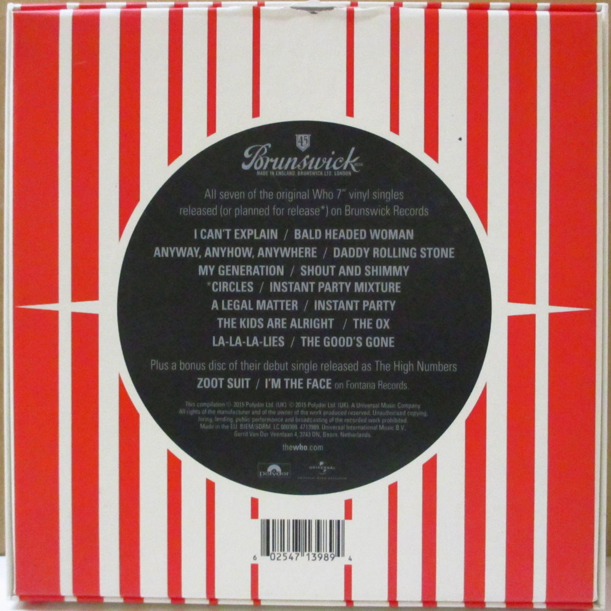 WHO (フー) - The Brunswick Singles - 1965-1966 (Worldwide '15 限定再発 8x7インチ・ボックスセット+ブックレット, カンパニースリーブ)