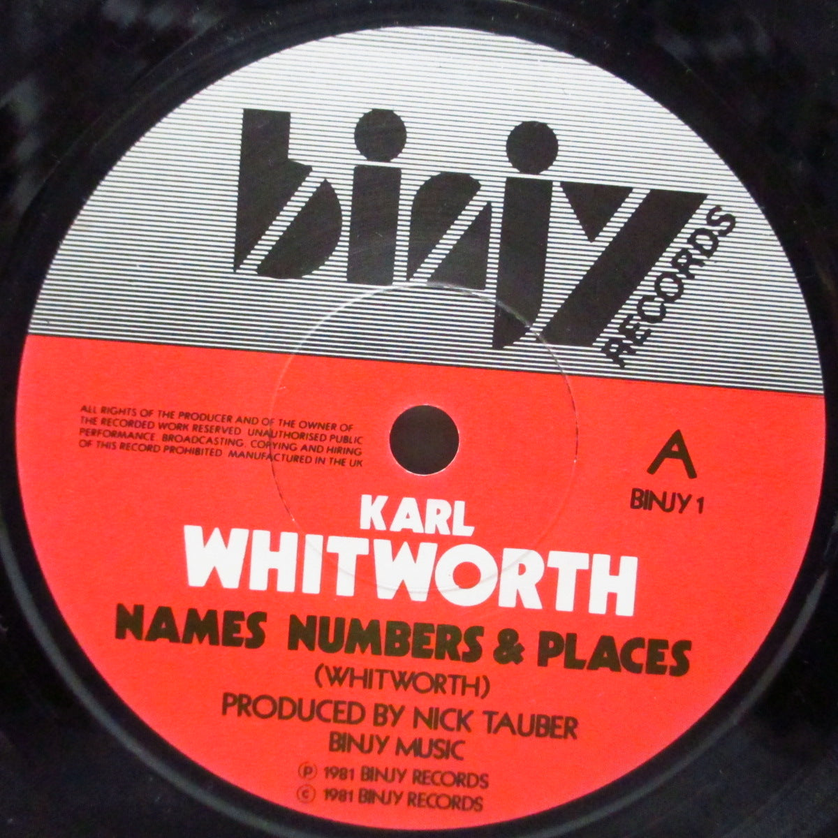 KARL WHITWORTH (カール・ウィットワース) - Names, Numbers & Places (UK オリジナル 7"/光沢固紙折り返しジャケ) Pre G.I.オレンジ ! 純パワーポップ!