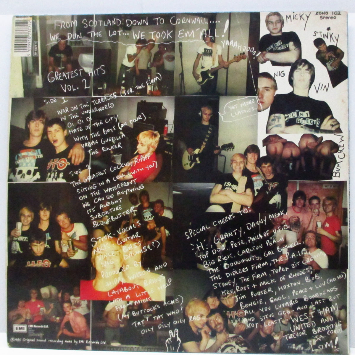 COCKNEY REJECTS (コックニー・リジェクツ) - Greatest Hits Vol.2 (UK '87 再発「青ラベ」LP+インナー、ポスター/バーコ有ジャケ)'80年セカンド!