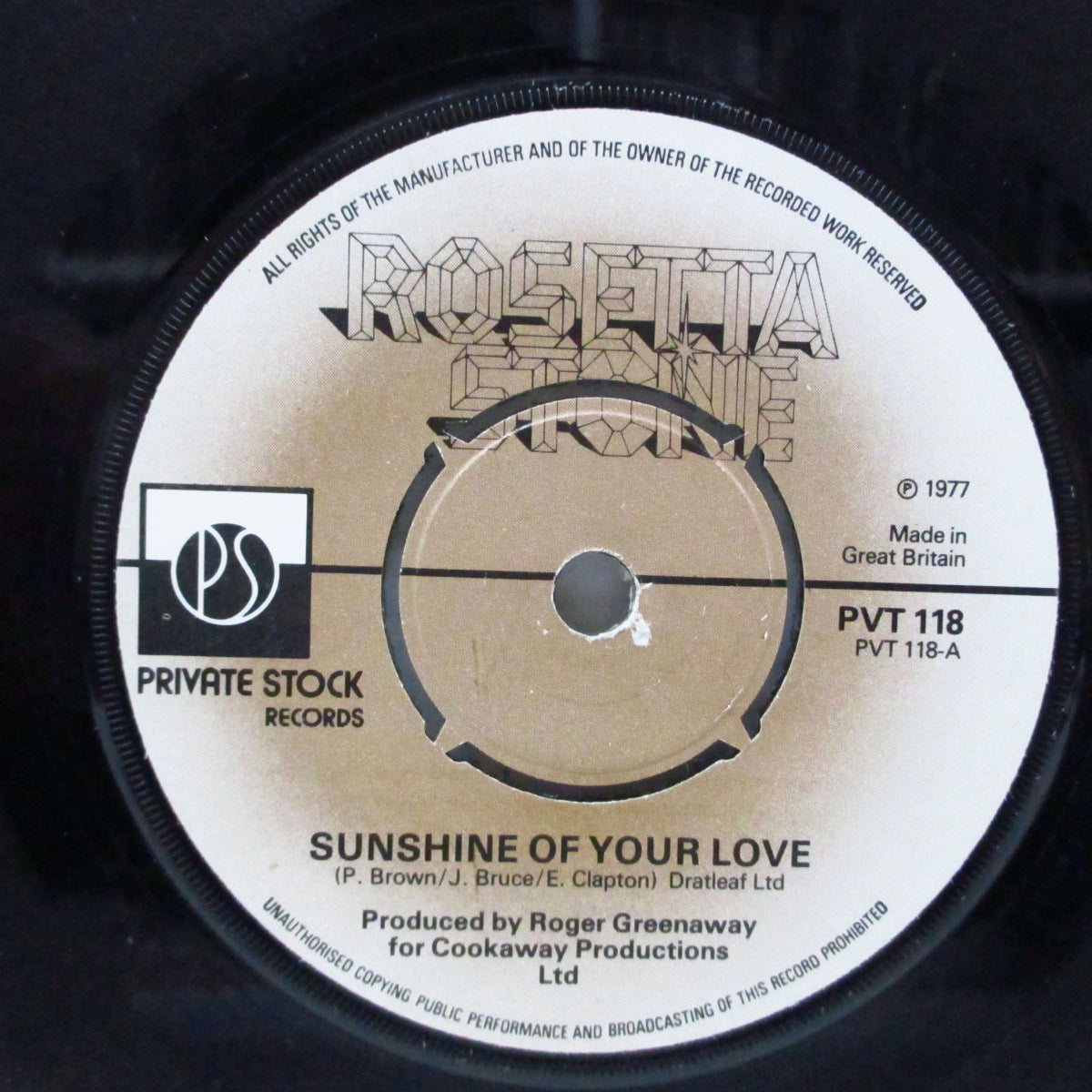 ROSETTA STONE (ロゼッタ・ストーン) - Sunshine Of Your Love (UK オリジナル 7"+カンパニースリーブ) 元ベイ・シティ・ローラーズ、'77年デビューシングル!