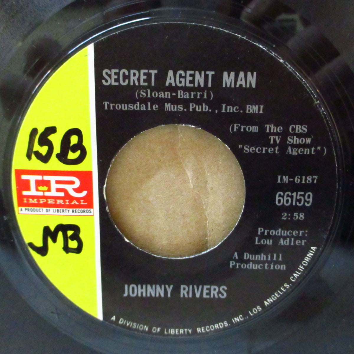JOHNNY RIVERS (ジョニー・リヴァース) - Secret Agent Man (US '66 オリジナルジャケ付 7インチ)大ヒットTV-スパイ映画のテーマ曲