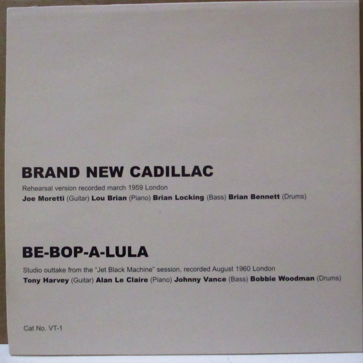 VINCE TAYLOR & PLAYBOYS (ヴィンス・テイラー) - Unleashed:Brand New Cadillac / Be-Bop-A-Lula (EU '03 限定ジャケ付き7インチ/廃盤)未発表レアトラック!