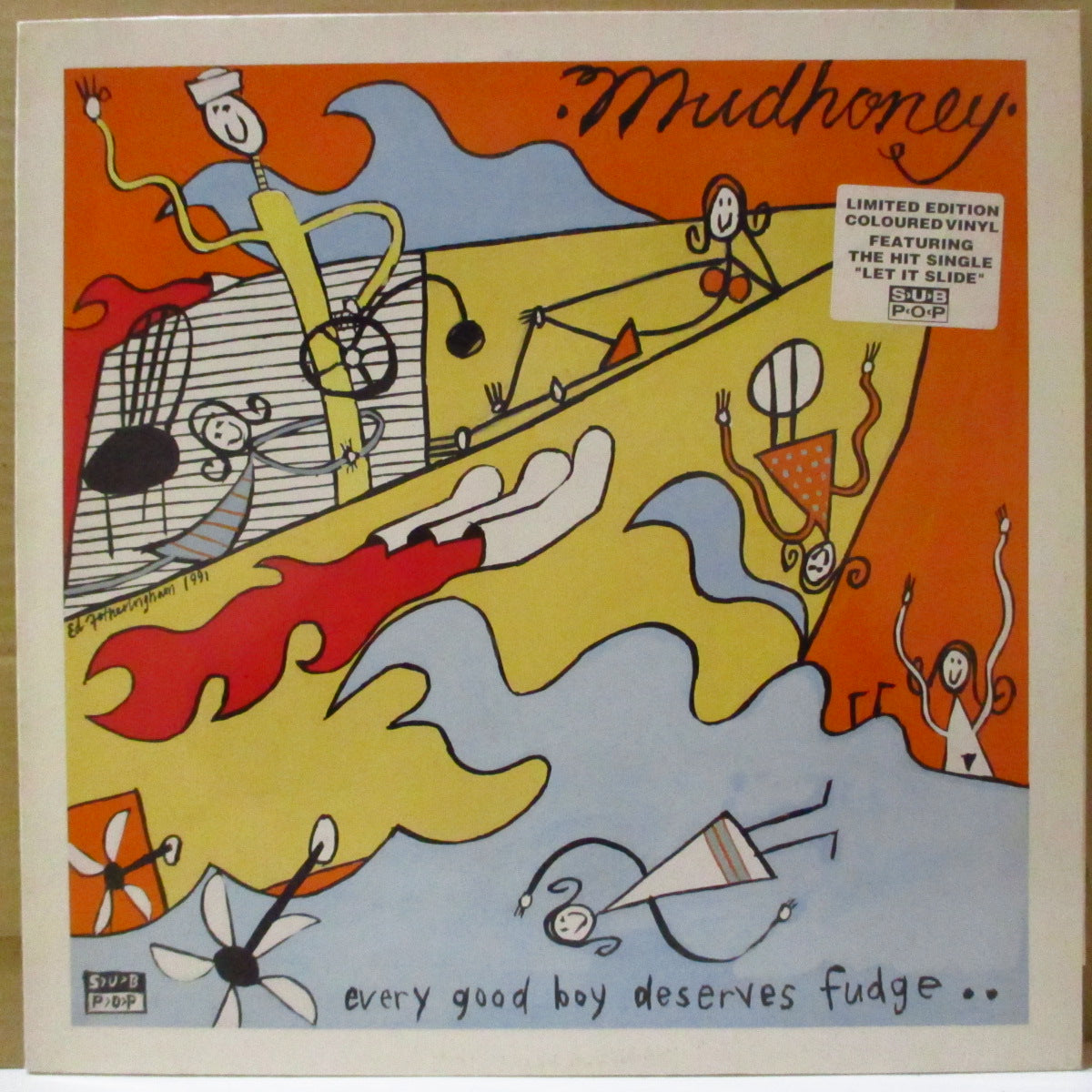 MUDHONEY (マッドハニー) - Every Good Boy Deserves Fudge (German 限定「グレーヴァイナル」 LP/ステッカー付き光沢ジャケ) '91年2ndアルバム