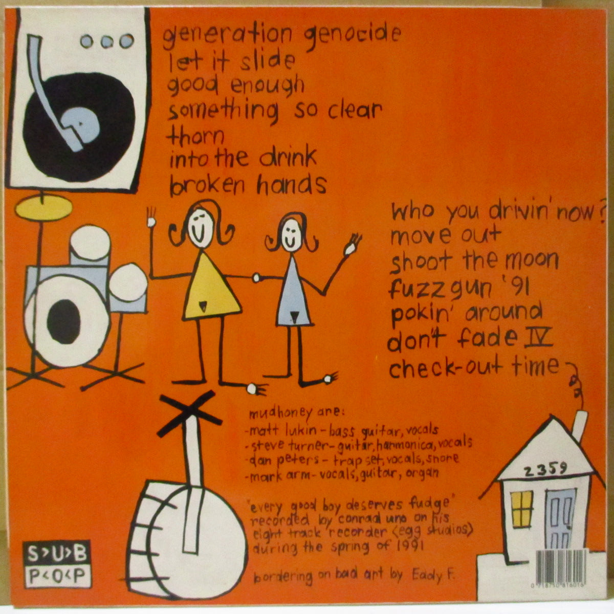 MUDHONEY (マッドハニー) - Every Good Boy Deserves Fudge (German 限定「グレーヴァイナル」 LP/ステッカー付き光沢ジャケ) '91年2ndアルバム