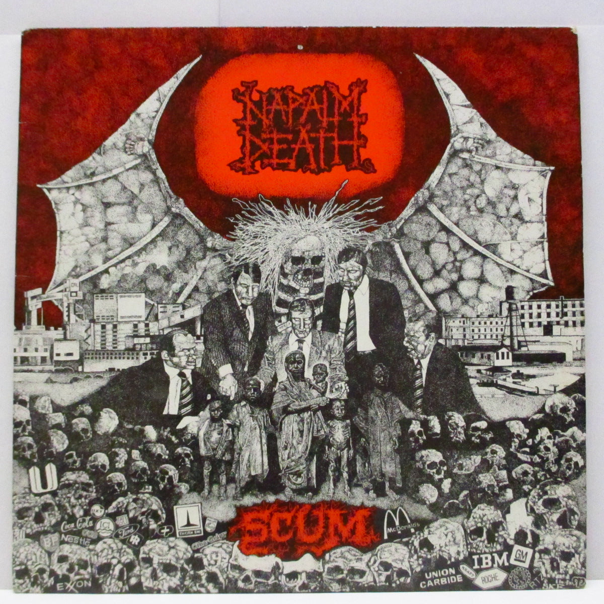 NAPALM DEATH (ナパーム・デス) - Scum (UK '87 再発 LP/「オレンジ」ジャケ)インサート無し!