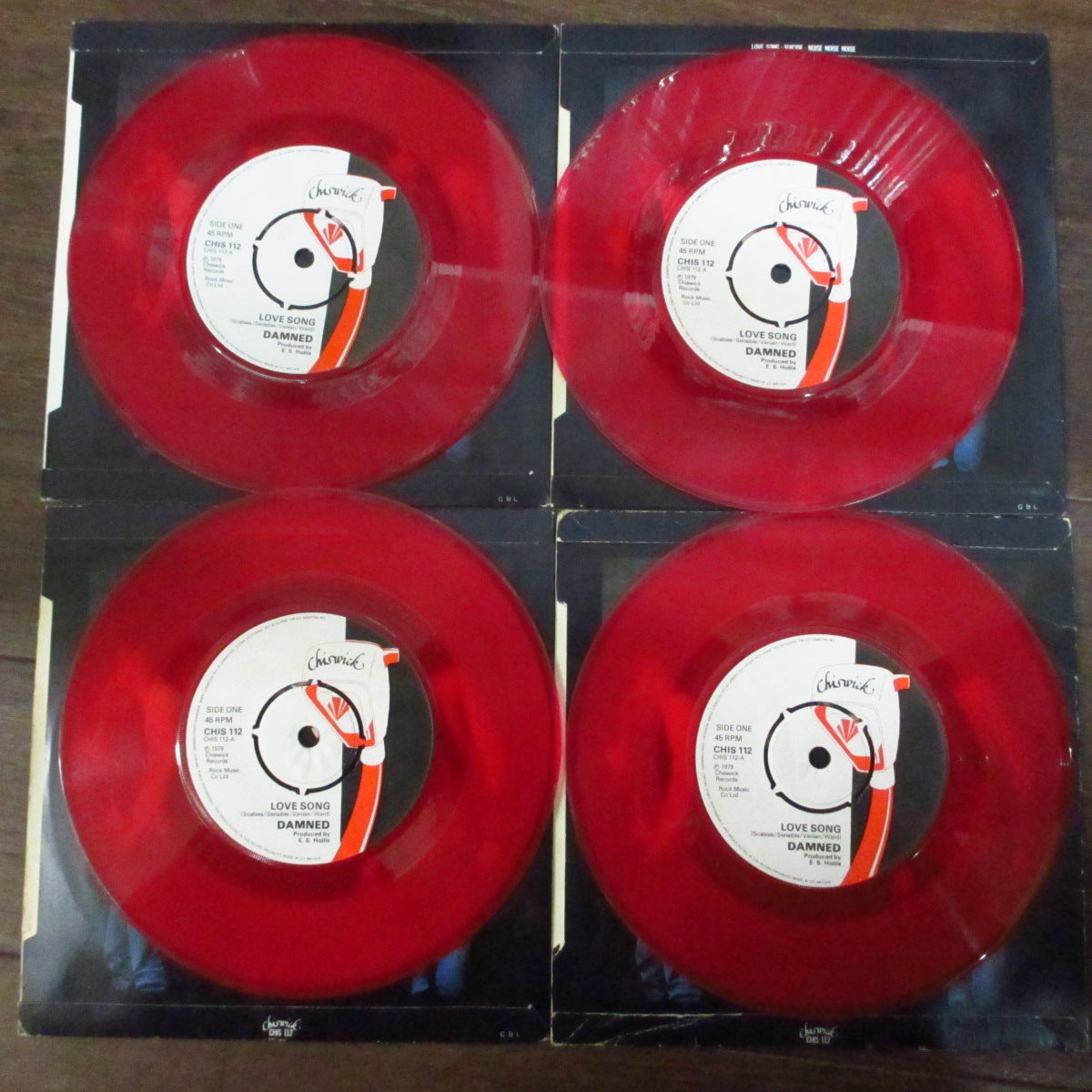 DAMNED, THE (ザ ・ダムド) - Love Song +2 (UK 限定「赤盤」7"x 4枚コンプリートセット/光沢固紙折り返しジャケ)