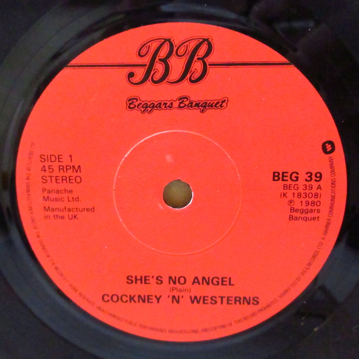 COCKNEY 'N' WESTERNS (コックニーン・ウエスタンズ) - She's No Angel (UK '80 再発 7インチ/光沢固紙ジャケ)