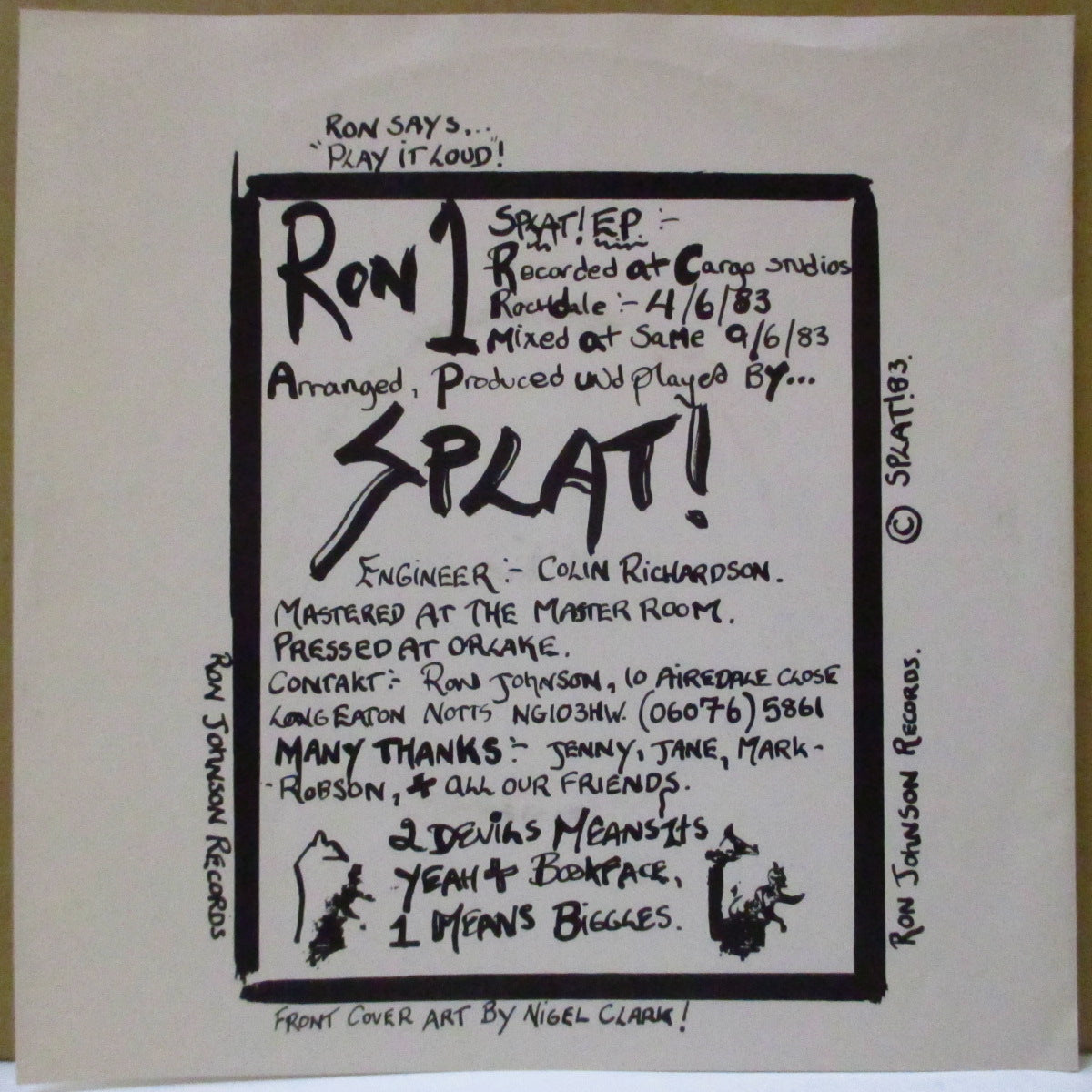 SPLAT! (スプラット!) - Splat! EP / Yeah The Dum Dum +2 (UK オリジナル 7インチ+光沢ソフト紙ジャケ)