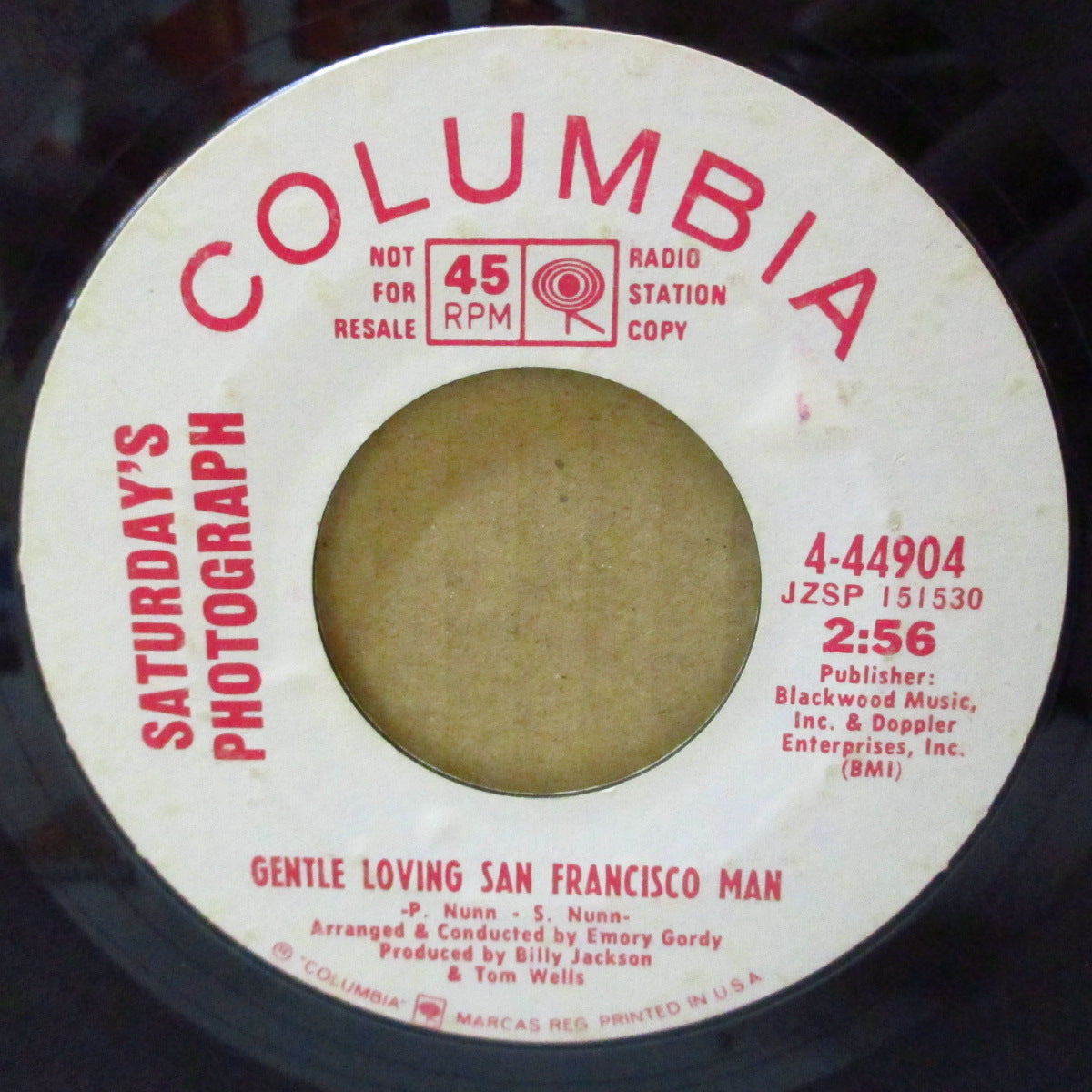 SATURDAY'S PHOTOGRAPH (サタデイズ・フォトグラフ) - Gentle Loving San Francisco Man (US '69 プロモ・両面同曲7インチ)姉妹デュオ、ドリーミー・ソフトロック!