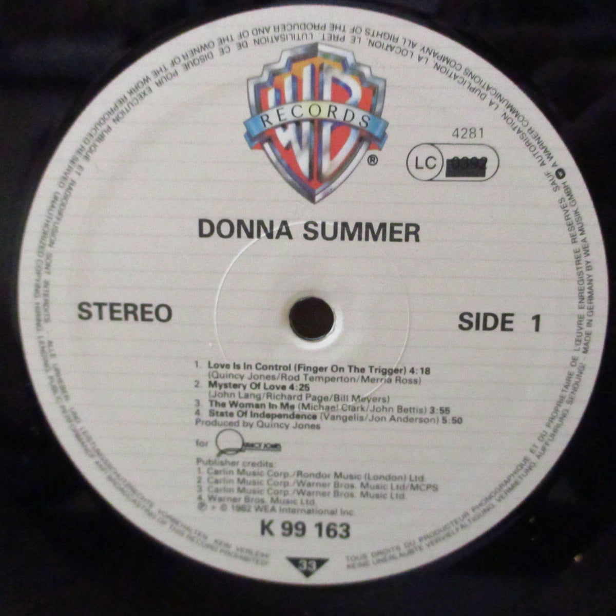 DONNA SUMMER (ドナ・サマー) - Donna Summe (EU '82 オリジナル・ステレオLP+インナー))クインシー・ジョーンズのプロデュース!