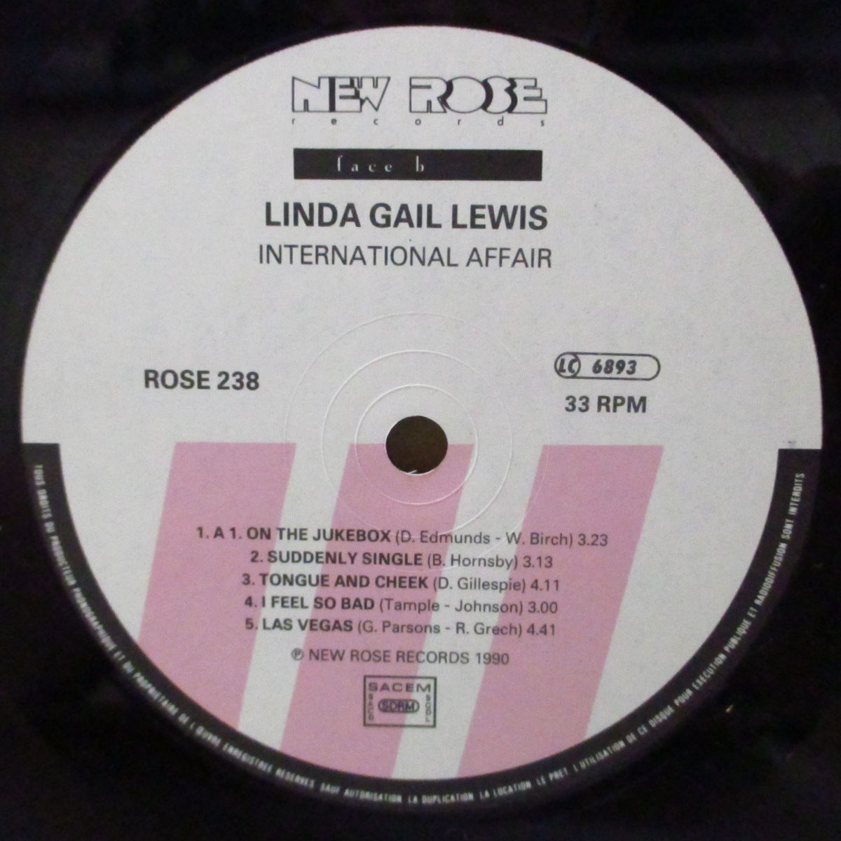 LINDA GAIL LEWIS (リンダ・ゲイル・ルイス) - International Affair (France オリジナル LP+インサート)ジェリー・リー・ルイスの実妹、 '90年アルバム