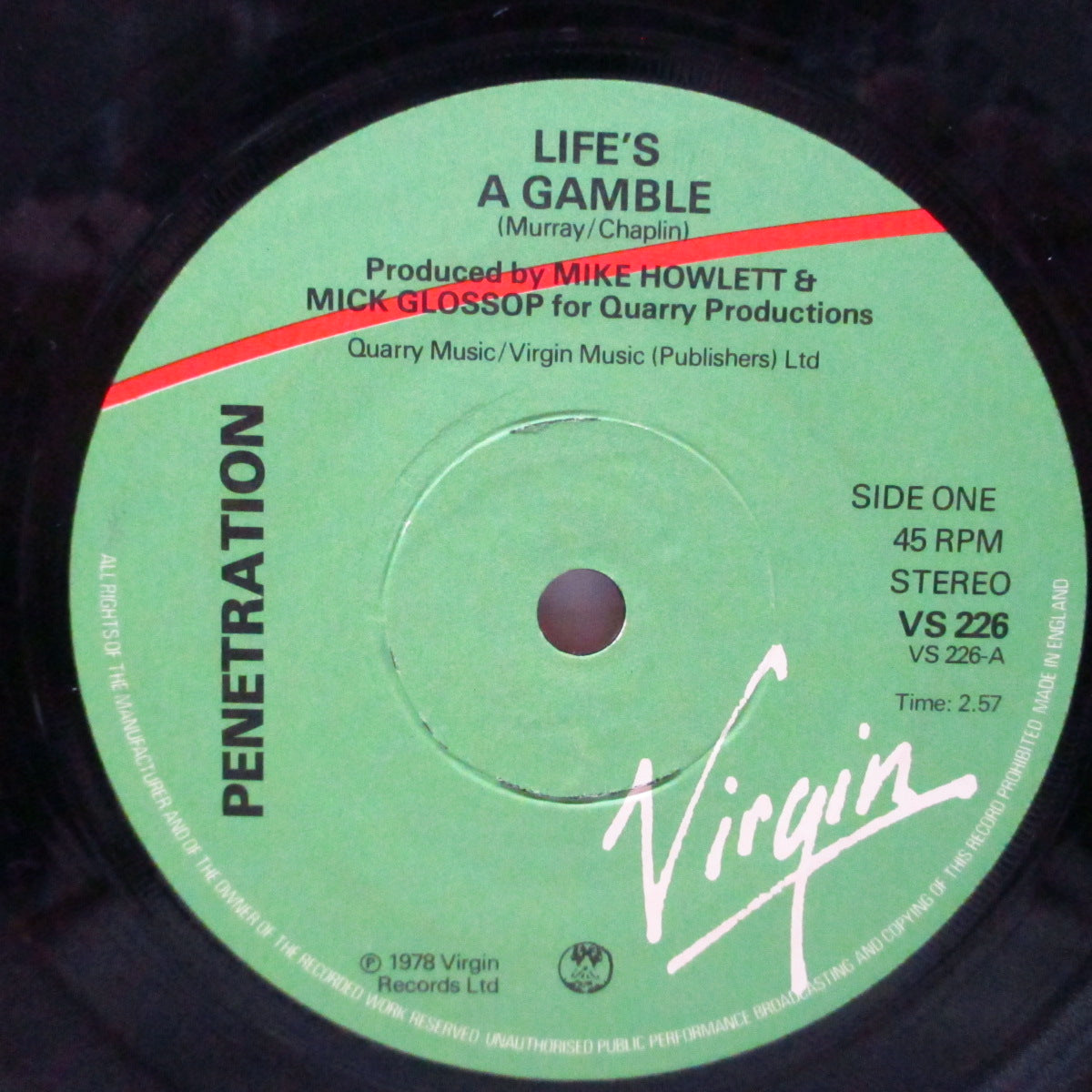 PENETRATION (ペネトレイション) - Life's A Gamble (UK オリジナル 7"/カンパニースリーブ) '78年サード!