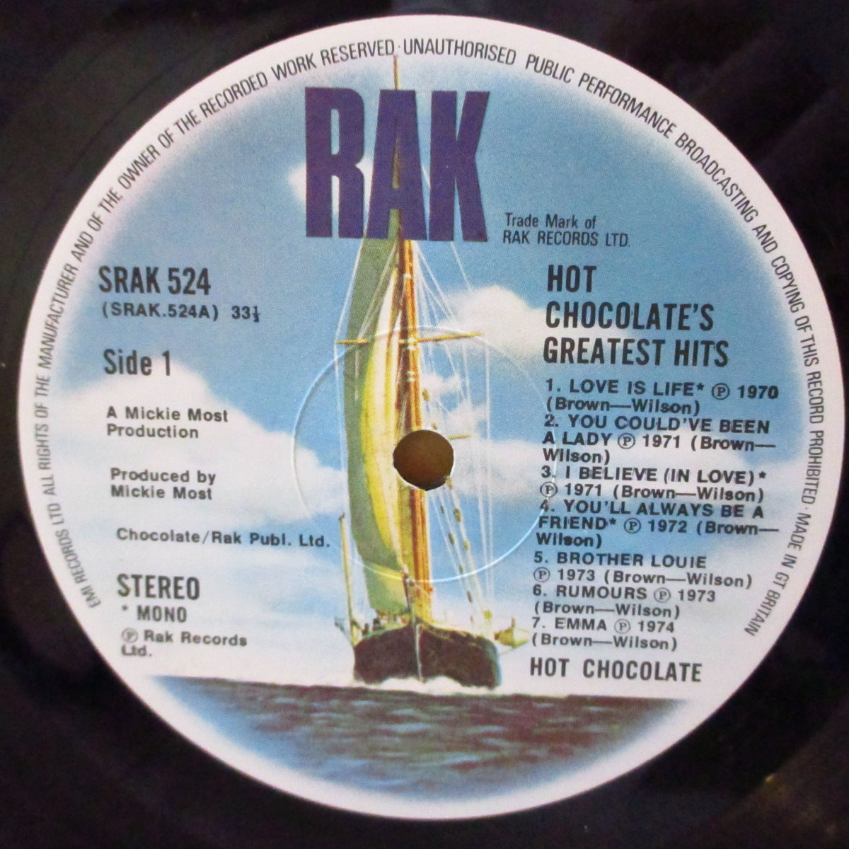 HOT CHOCOLATE (ホット・チョコレート) - XIV Greatest Hits (UK '76 オリジナル・ステレオ、モノラル LP/両面コーティング・ジャケ)ベスト全14曲