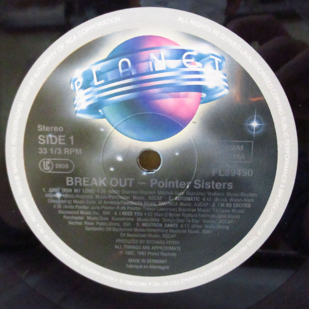 POINTER SISTERS (ポインター・シスターズ) - Break Out (UK-EU '84 再発品番「FL89450」ステレオ LP+インナー)'83年名作アルバム!