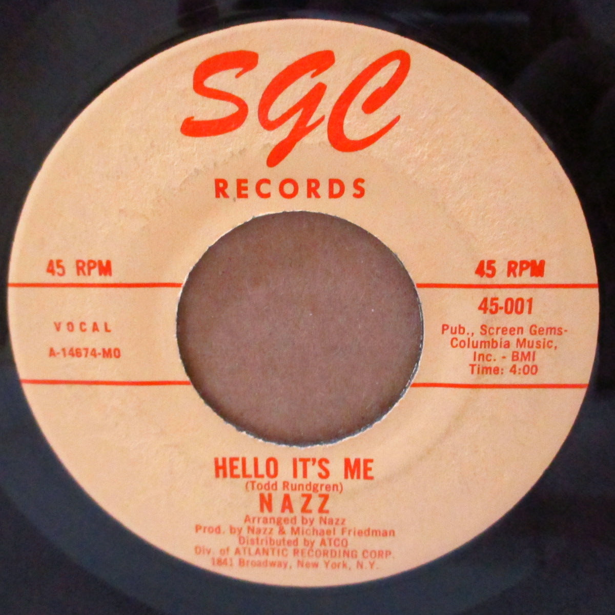 NAZZ (ナッズ) - Open My Eyes / Hello It's Me (US '68 オリジナル「赤ライン入りクリーム・ラべ ver」7インチ )トッド・ラングレン両面大名曲!