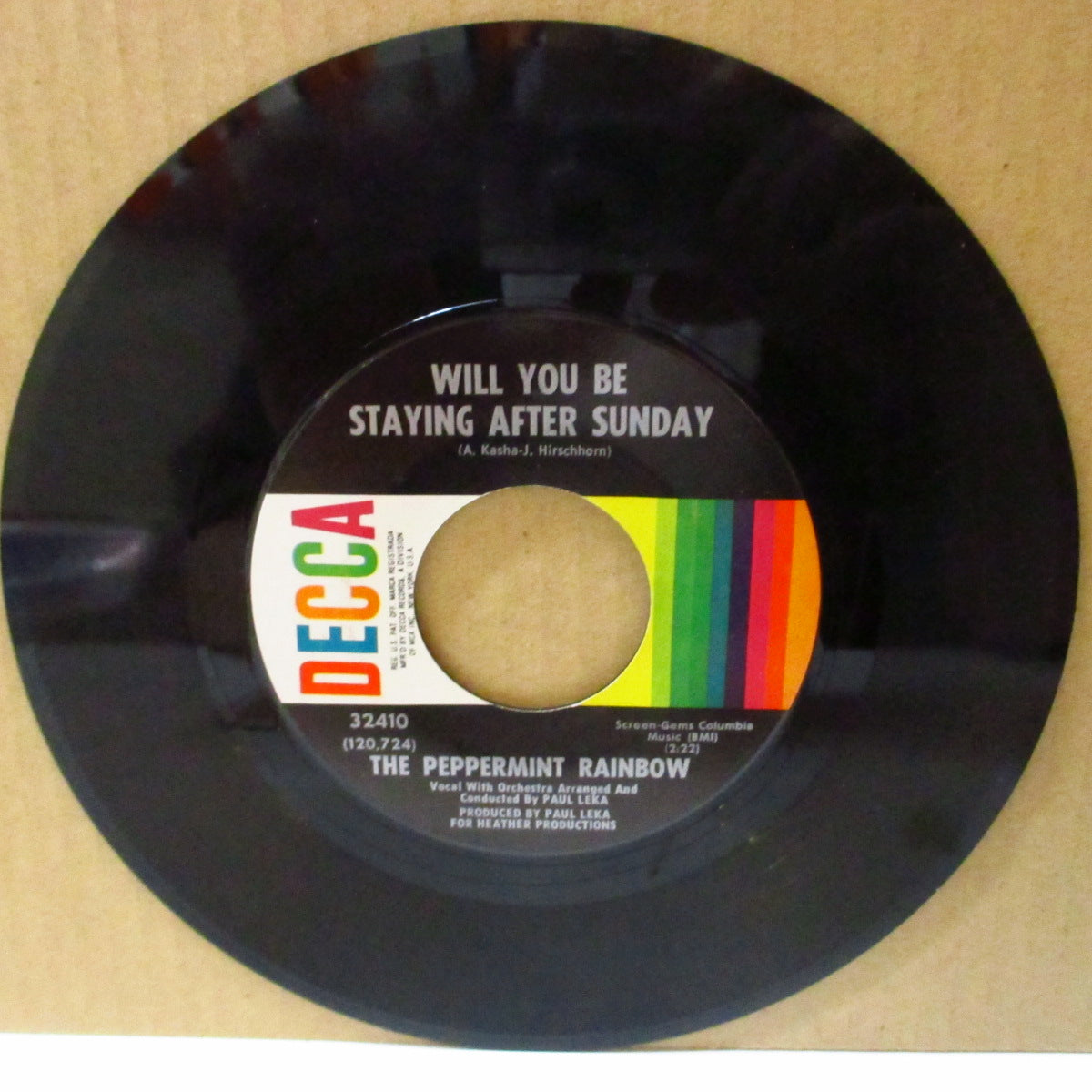 PEPPERMINT RAINBOW, THE (ザ・ペパーミント・レインボウ) - Will You Be Staying After Sunday (US '68 オリジナル7インチ)サンシャイン・ポップ名曲!
