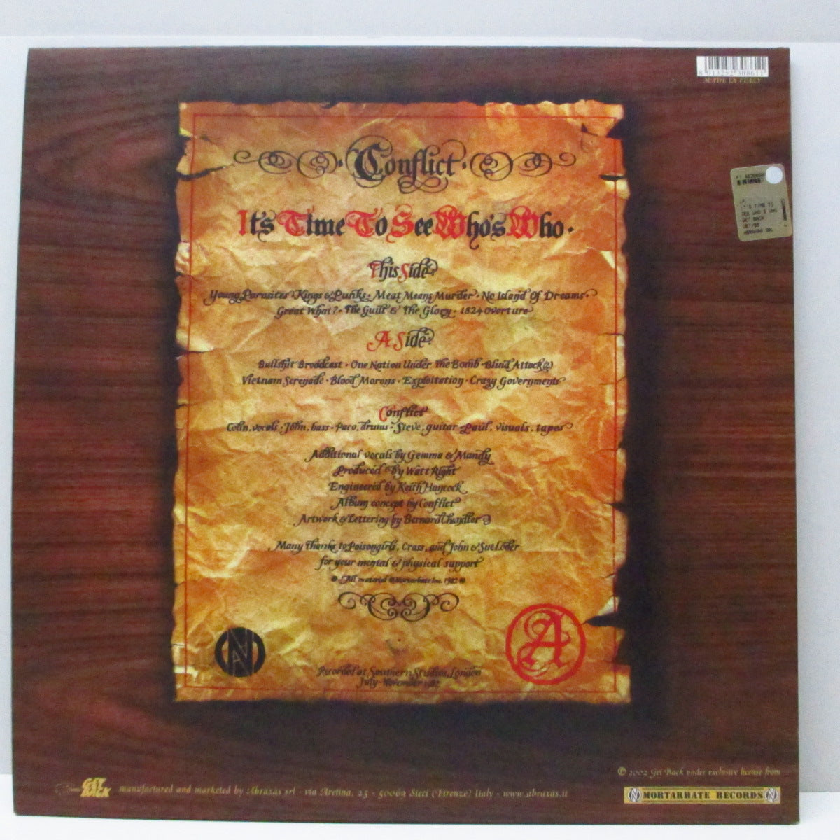 CONFLICT (コンフリクト) - It’s Time To See Who’s Who (Italy '02 再発 LP/ザラ紙見開きジャケ) '83年ファースト!