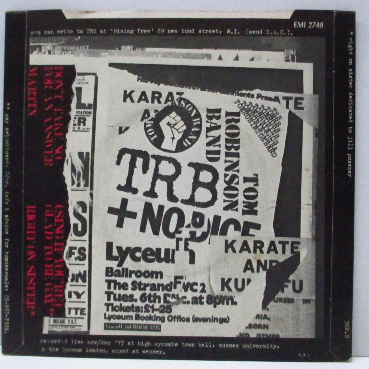 TOM ROBINSON BAND (トム・ロビンソン・バンド) - Rising Free... (UK オリジナル 4曲入り7"EP/光沢固紙折り返ジャケ) ライシアムでのライブ!