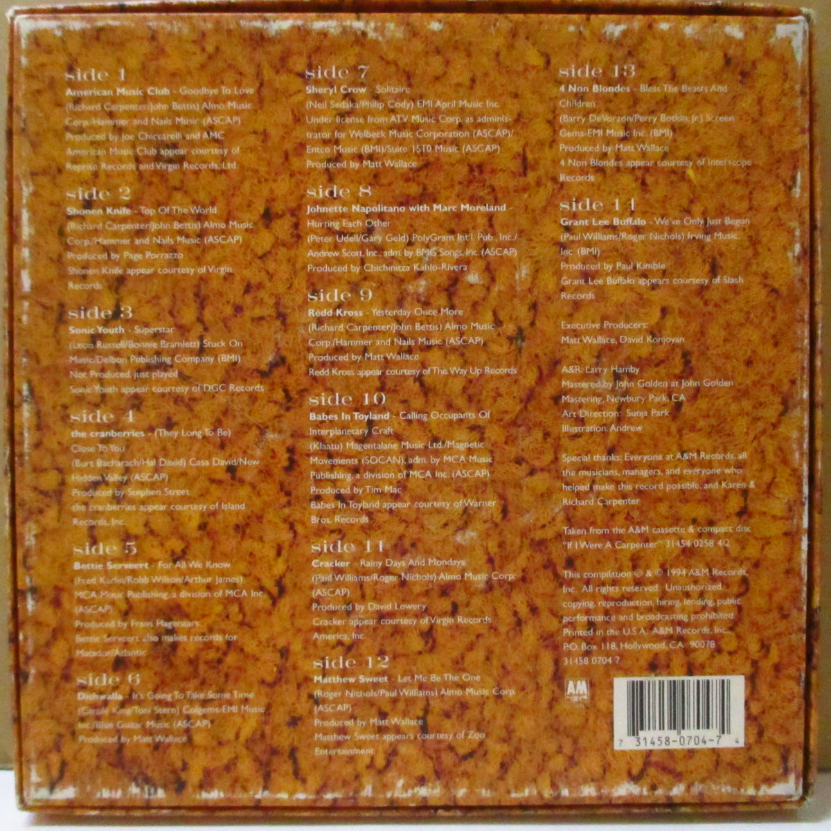V.A. ('90s US・オルタナ/インディロック・カーペンターズ・トリビュートコンピ) - If I Were A Carpenter (US '94 限定 7x7インチ+光沢ソフト紙ジャケ・ボックスセット)