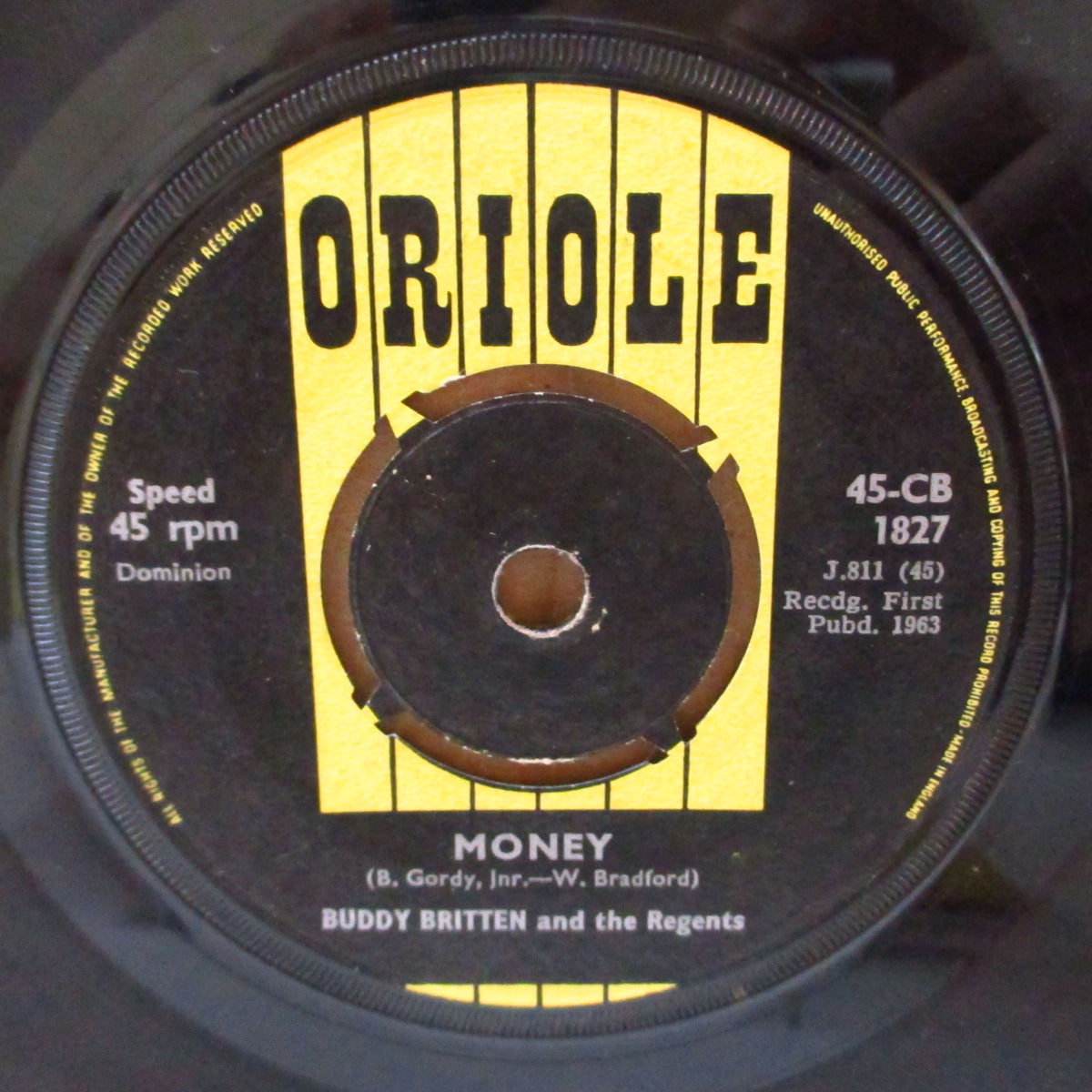 BUDDY BRITTEN & THE REGENTS (バディ・ブリトン&ザ・リージェンツ) - Money (UK '63 オリジナル7インチ+カンパニースリーブ)R&B名曲のUKロッキンビート・カヴァ!