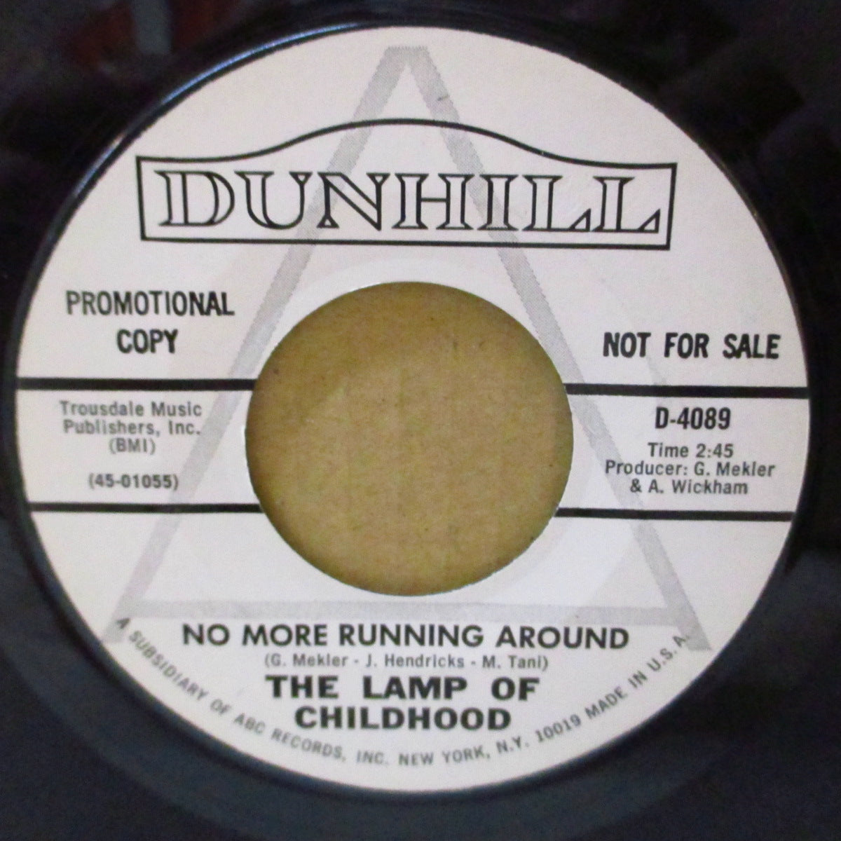 LAMP OF CHILDHOOD, THE (ザ・ランプ・オブ・チャイルドフッド) - No More Running Around (US '67 プロモ白ラベ 7インチ) サンシャイン・ポップ〜ソフト・サイケの隠れ名曲。美品!