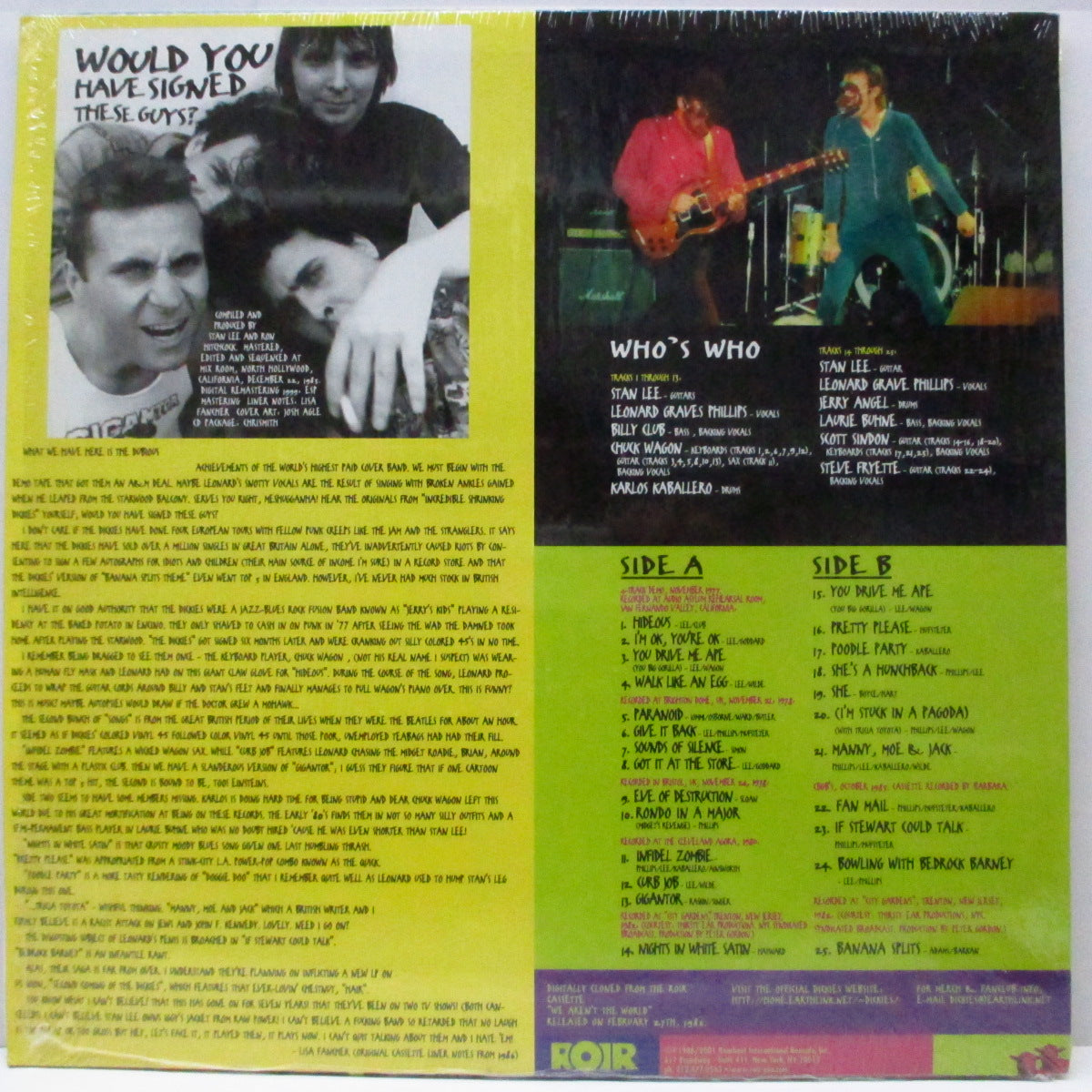 DICKIES, THE (ディッキーズ) - Still Got Live, Even If You Don't Want It (US '01 限定再発「白ラベ」ピンクヴァイナル LP/ステッカー付ジャケ)未発表テイク集 !