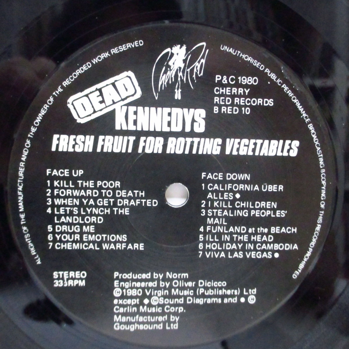 DEAD KENNEDYS (デッド・ケネディーズ) - Fresh Fruit For Rotting Vegetables (UK '88 再発「黒盤」LP+ポスター/「ピンクのドット柄」&「顔無」裏ジャケ)'80年ファースト!