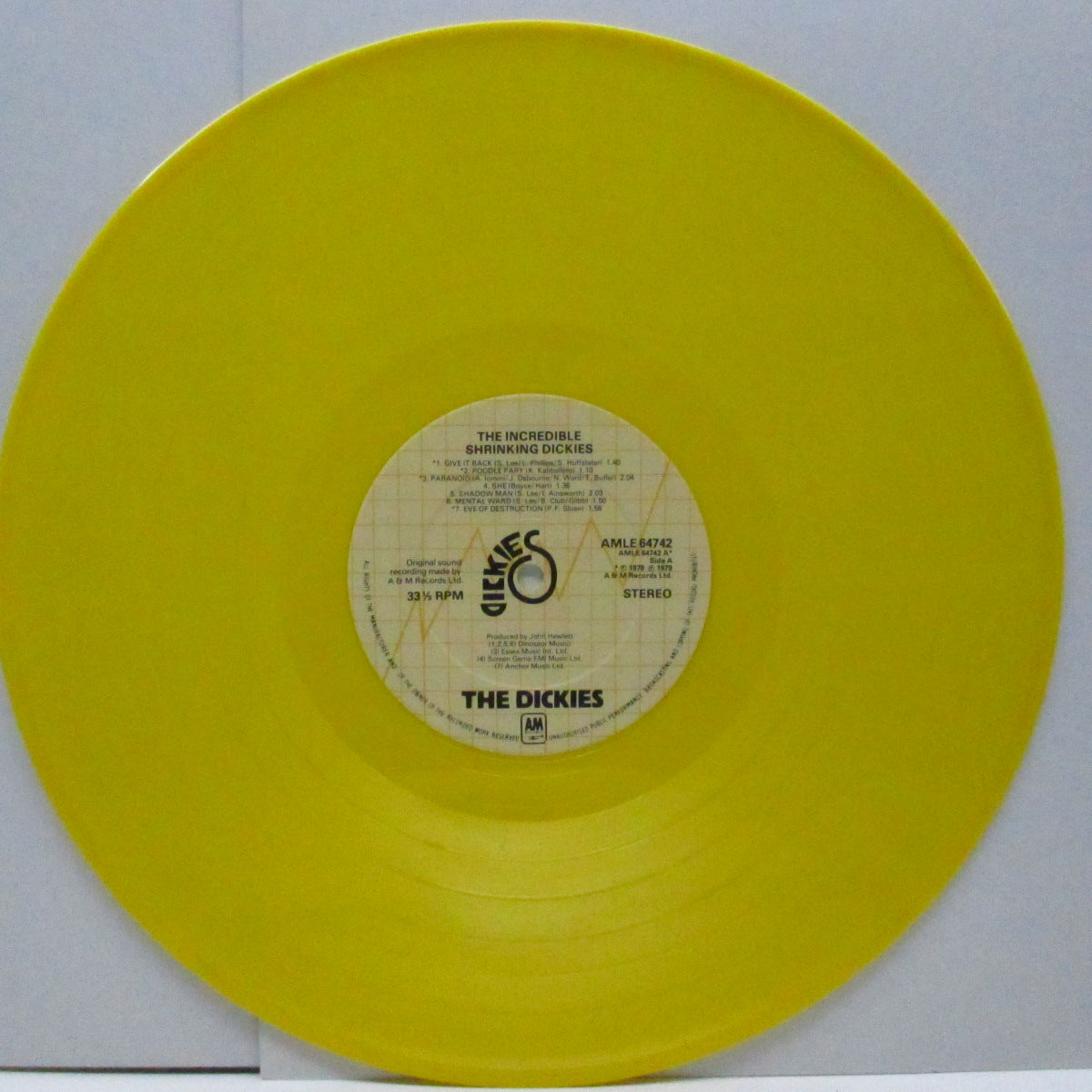 DICKIES, THE (ディッキーズ) - The Incredible Shrinking (UK 初回限定「イエローヴァイナル」LP) '79年ファースト!