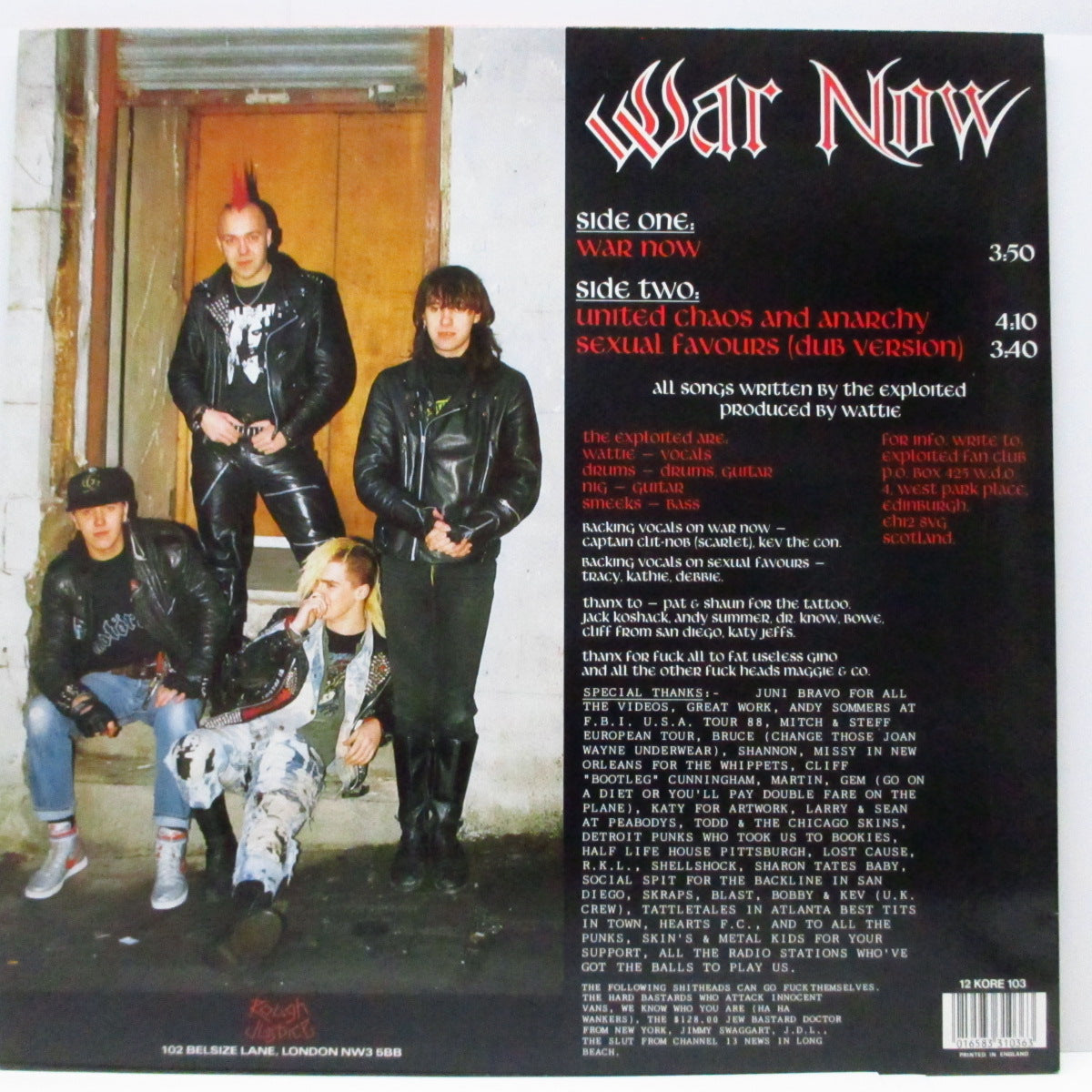 EXPLOITED, THE (ジ・エクスプロイテッド) - War Now +2 (UK オリジナル 12") 近年稀な美品!