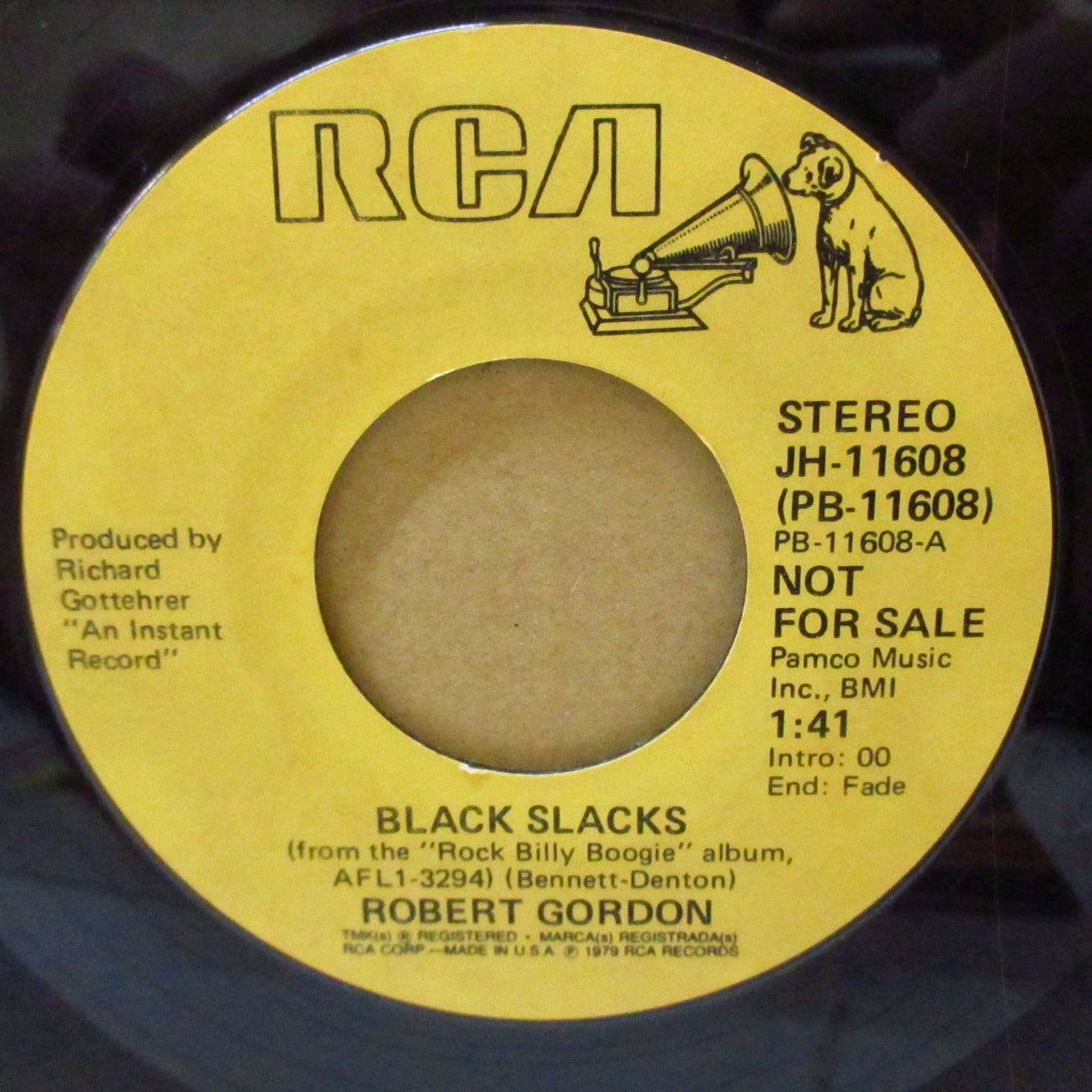 ROBERT GORDON (ロバート・ゴードン) - Black Slacks (US '79 プロモ 7インチ+カンパニースリーブ)