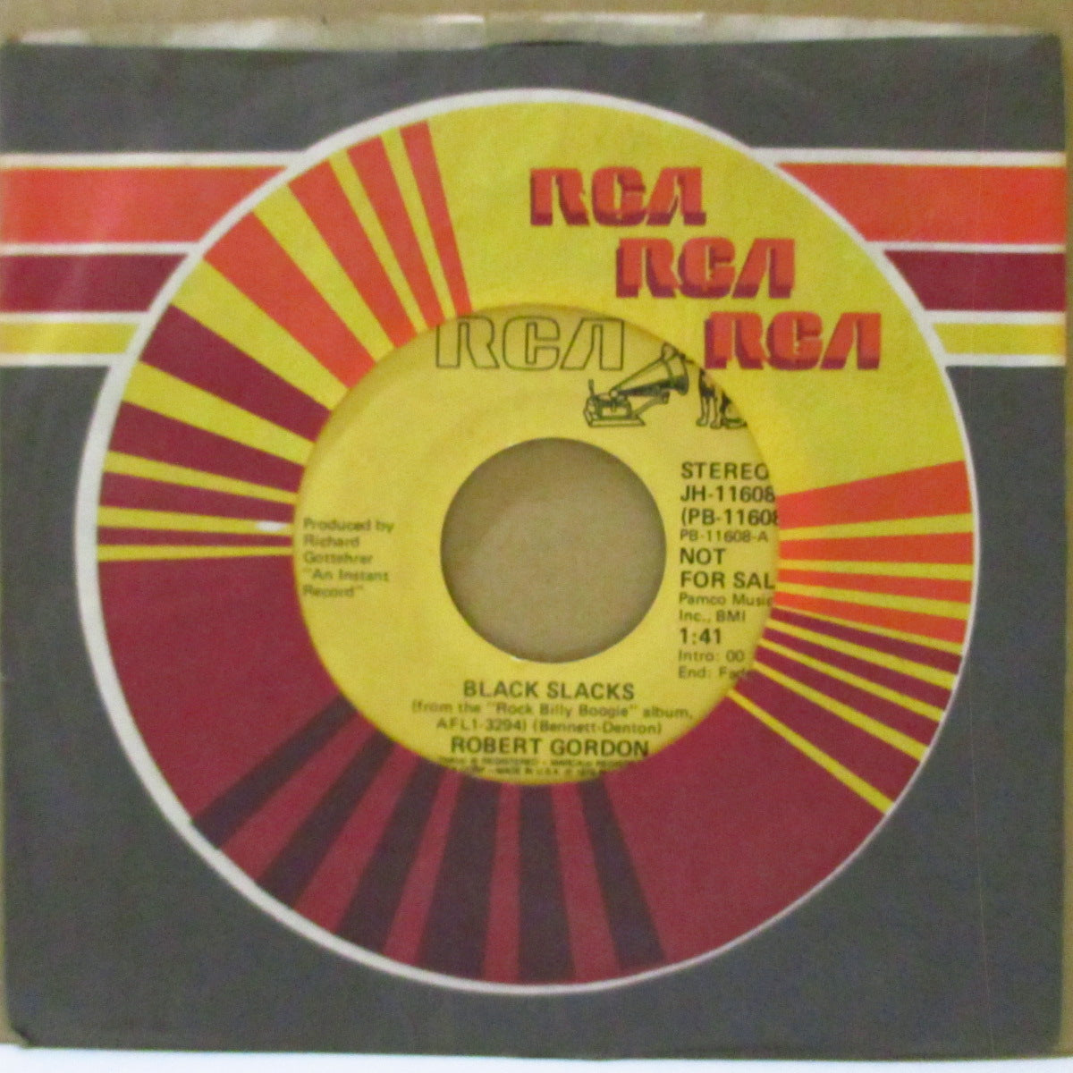 ROBERT GORDON (ロバート・ゴードン) - Black Slacks (US '79 プロモ 7インチ+カンパニースリーブ)