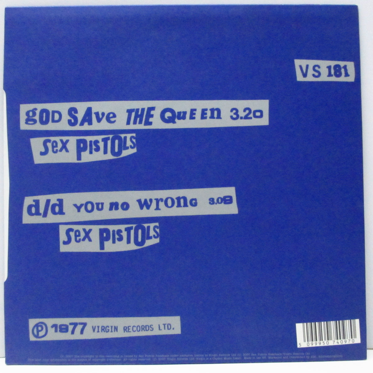 SEX PISTOLS (セックス・ピストルズ) - God Save The Queen (EU '07「30周年記念」再発180g 7"/光沢固紙ジャケ)