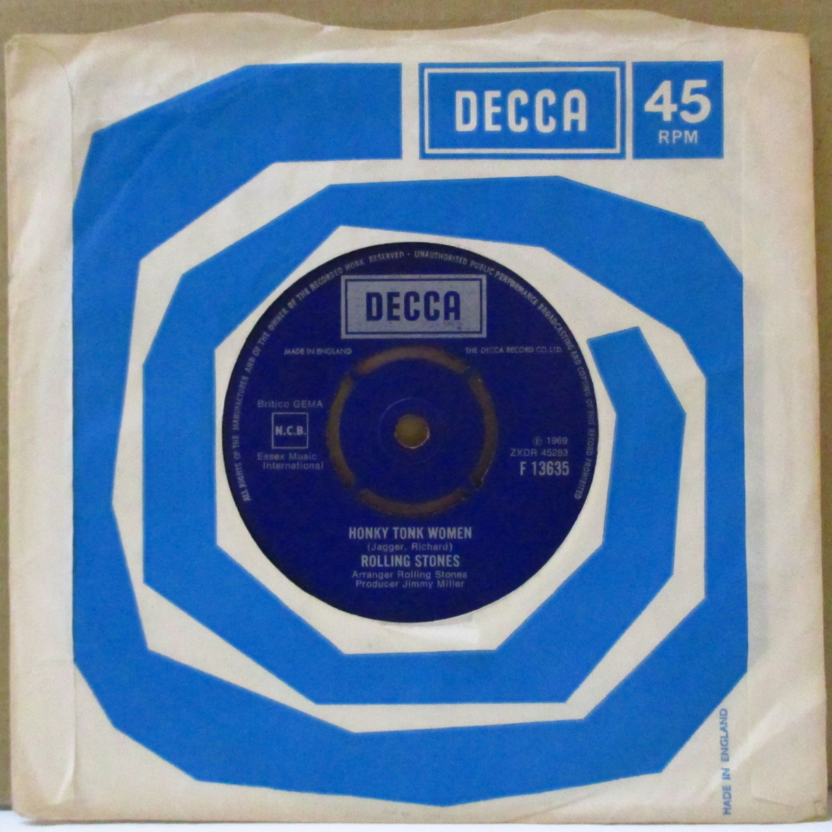 ROLLING STONES (ローリング・ストーンズ) - Honky Tonk Women (UK '76 再発「ラウンドセンター」 7"+カンパニースリーブ)