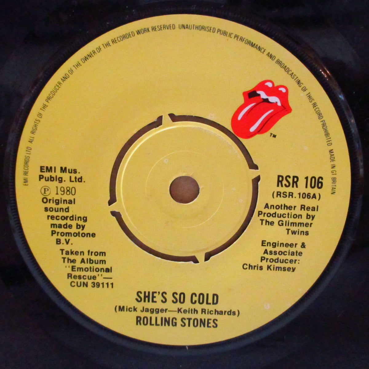 ROLLING STONES (ローリング・ストーンズ) - She's So Cold (UK '80 オリジナル「ラウンドセンター」 7インチ+マットソフト紙ジャケ)