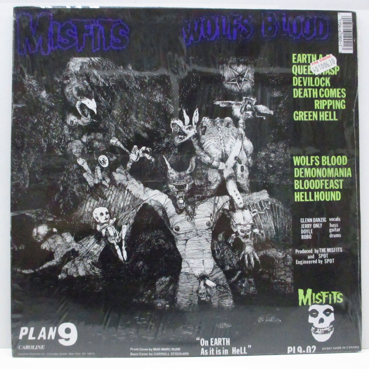 MISFITS (ミスフィッツ) - Earth A.D. / Wolfs Blood (US '91 正規再発 Evilive Music 出版ラベ「黒盤 」LP/裏タイトル文字が非常に珍しい「白枠」! )